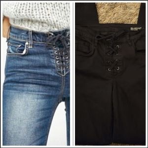 Blank NYC Black Skinny Classique Corset Lace Up Jeans 29